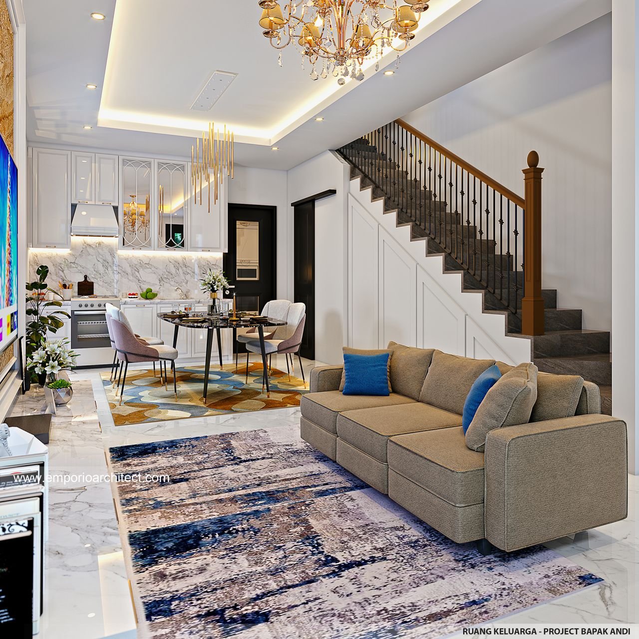 Desain Interior Rumah Grand Marina Klasik 3 Lantai Bapak Ad Type 8x15 ...