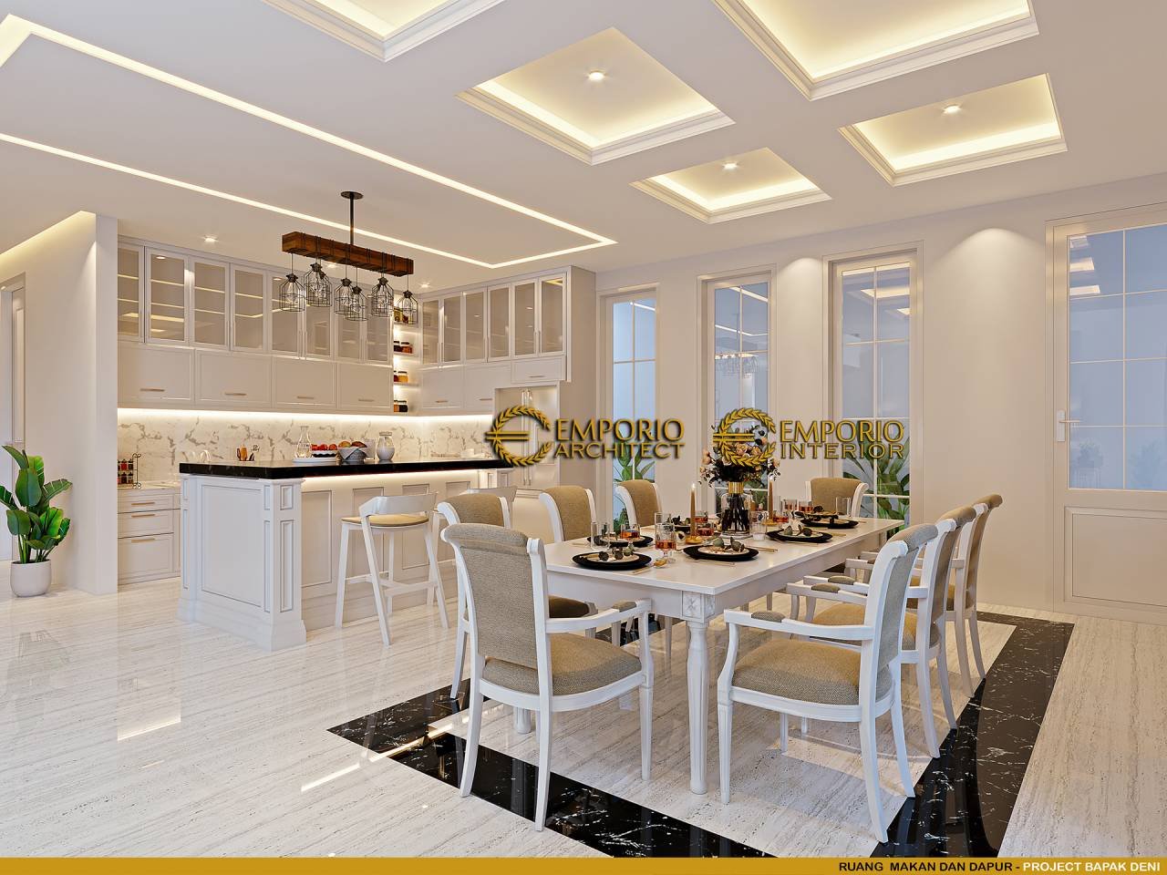 Desain Ruang Makan Interior Rumah Klasik Modern 2 Lantai Bapak Deni di