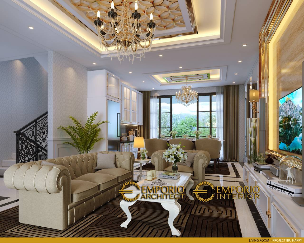 Desain Interior Rumah Klasik Modern 3 Lantai Ibu Happy Di Jakarta ...