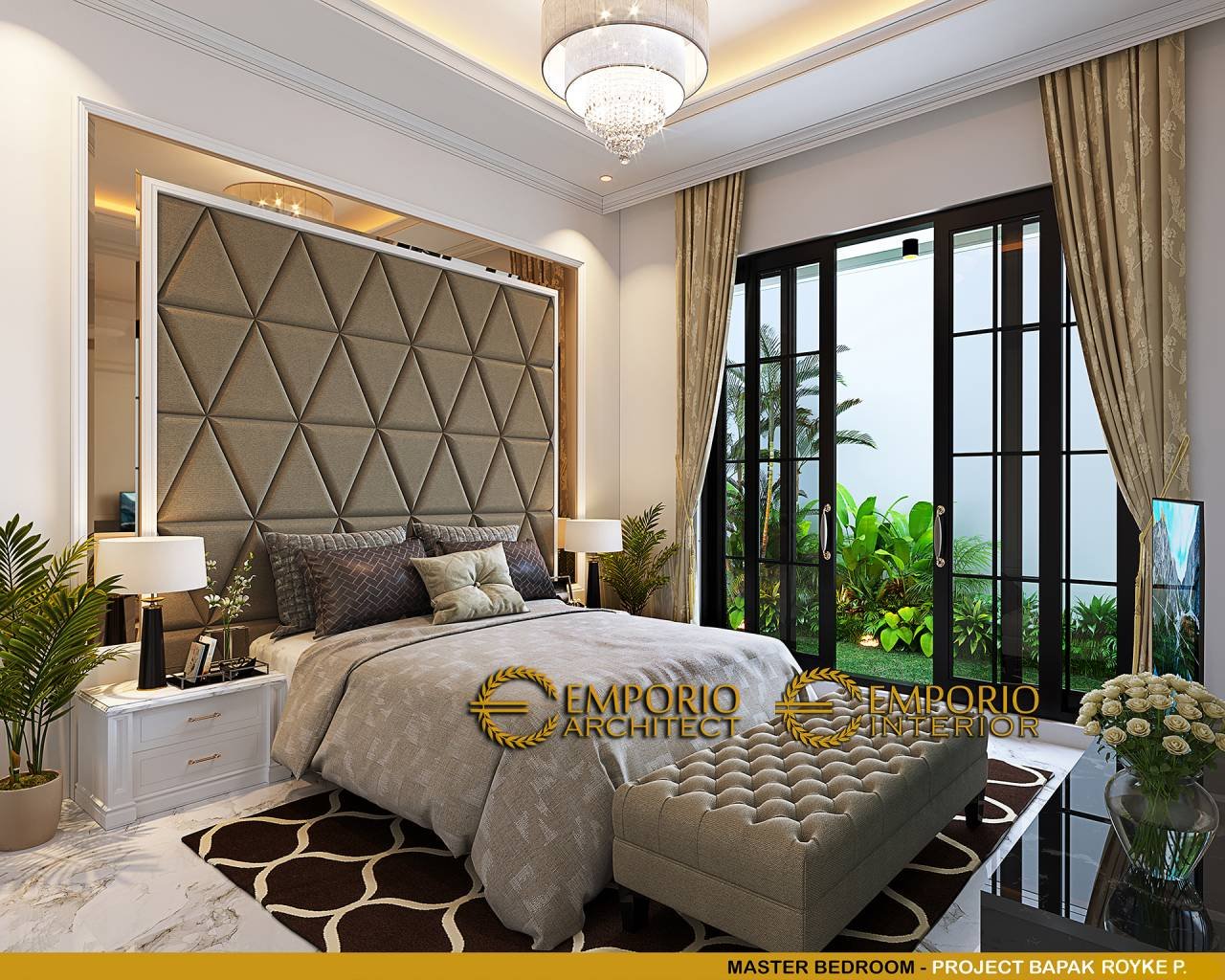 Desain Kamar Tidur Interior Rumah Mediteran 2 Lantai Bapak Royke Poluakan di BSD, Tangerang Selatan, Banten