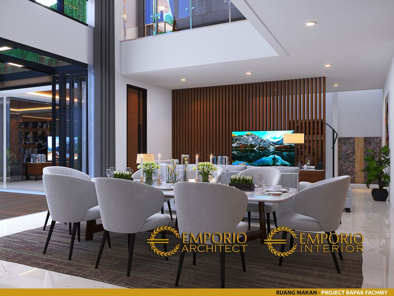 Desain Ruang Makan Interior Rumah Modern 2 Lantai Bapak Fachmy Di Bandung