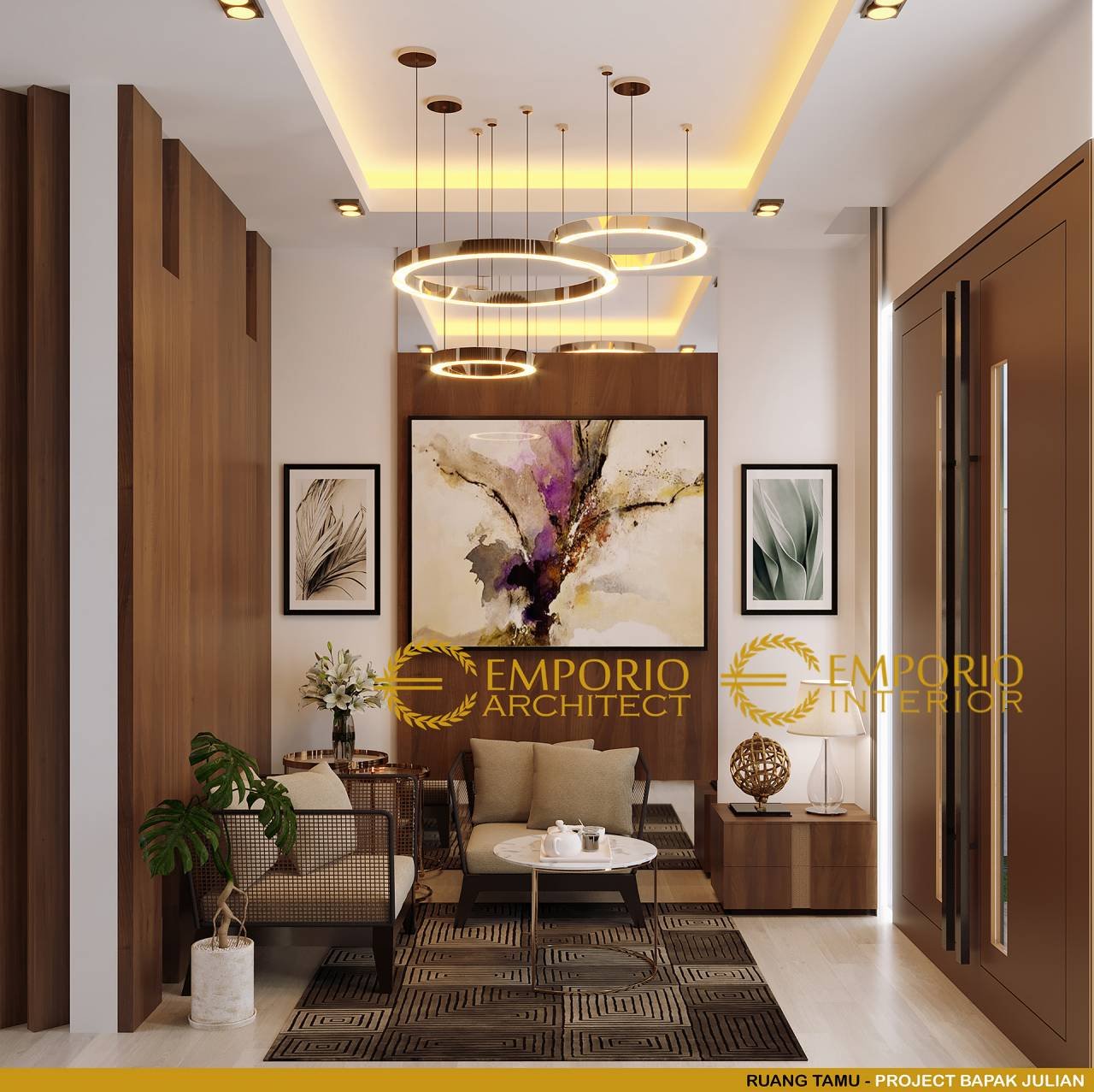 Desain Ruang Tamu Interior Rumah Modern 2 Lantai Bapak Julian di Palembang, Sumatera Selatan
