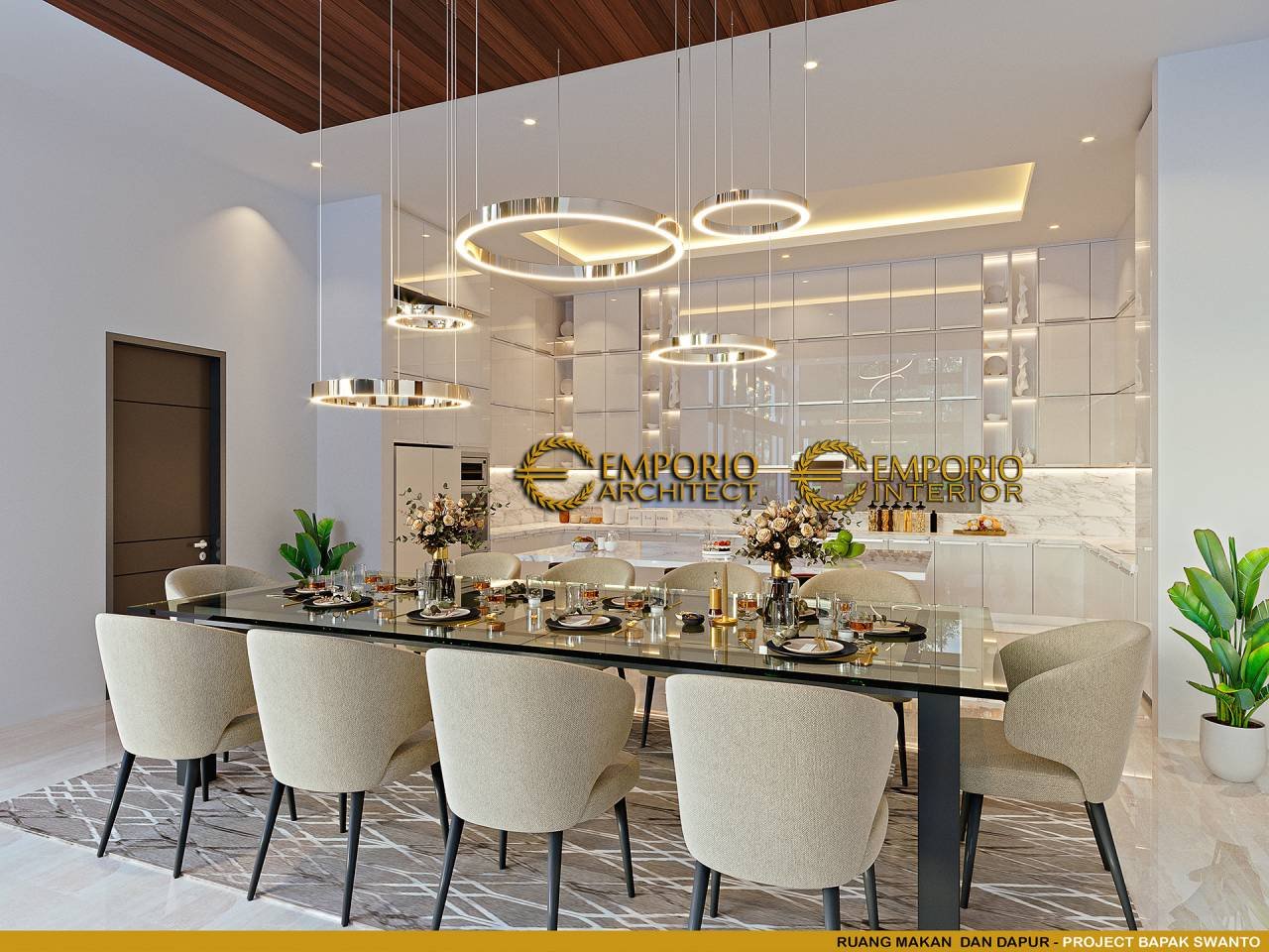 Desain Ruang Makan Interior Rumah Modern 2 Lantai Bapak Swanto di Tangerang, Banten