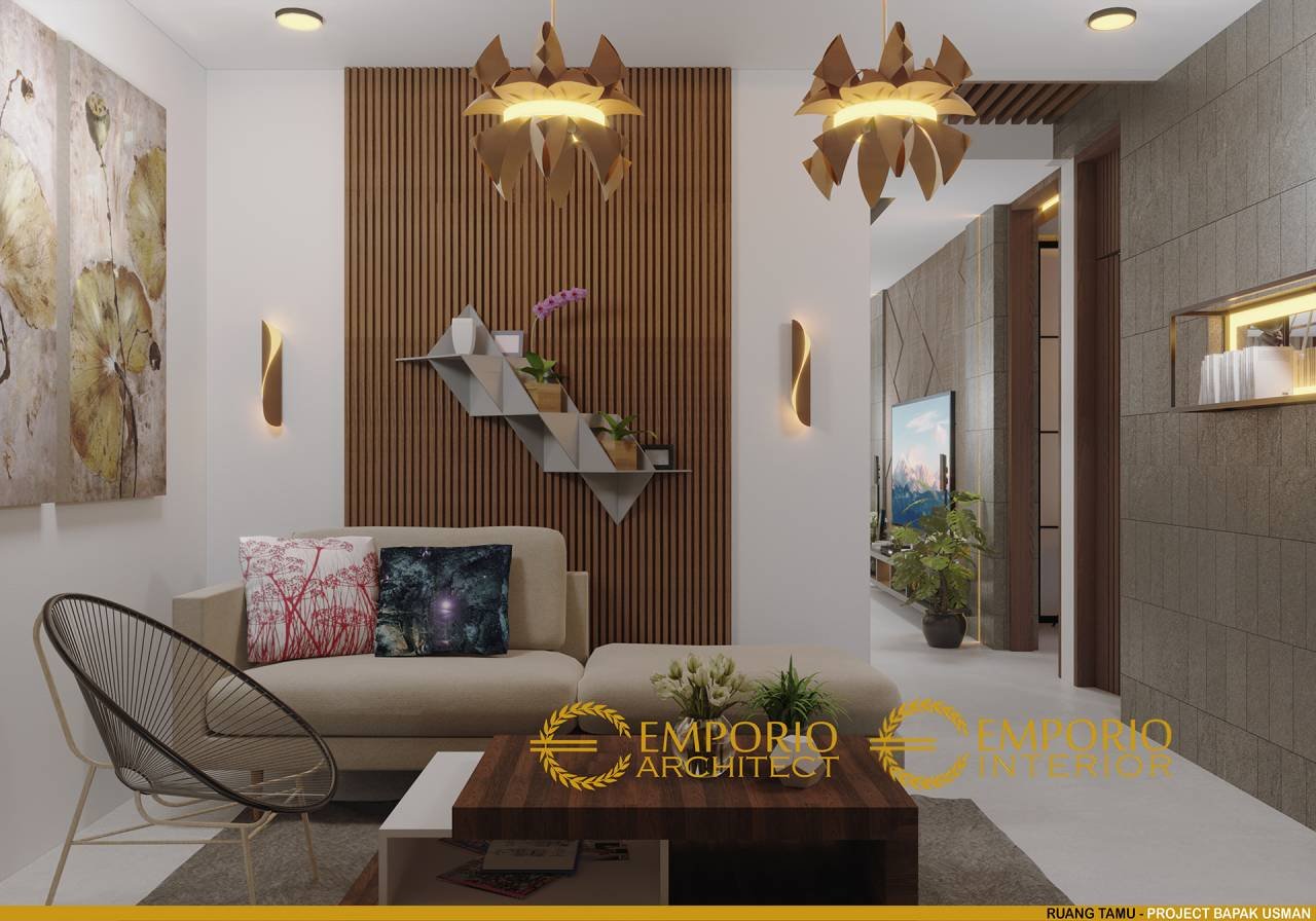 Desain Ruang Tamu Interior Rumah Modern 2 Lantai Bapak Usman di Tangerang, Banten