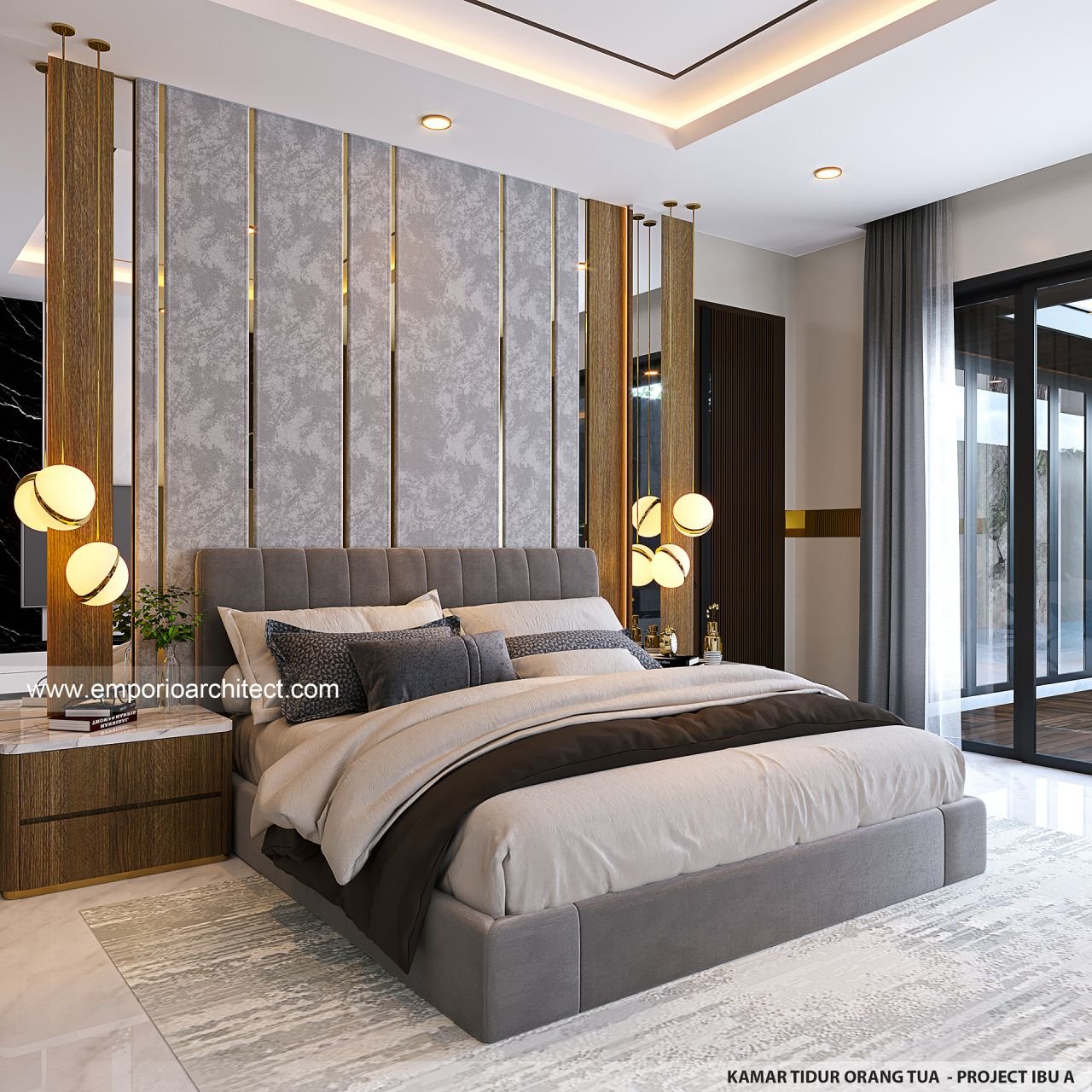 Desain Kamar Tidur Interior Rumah Modern 2 Lantai Ibu A di Badung, Bali ...