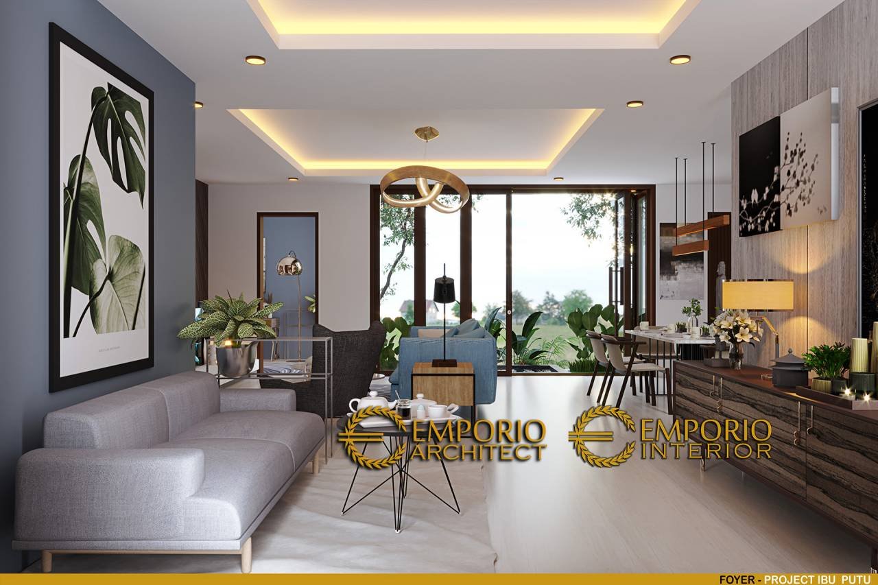 Desain Lobi Interior Rumah Modern 2 Lantai Ibu Putu di Bekasi, Jawa Barat