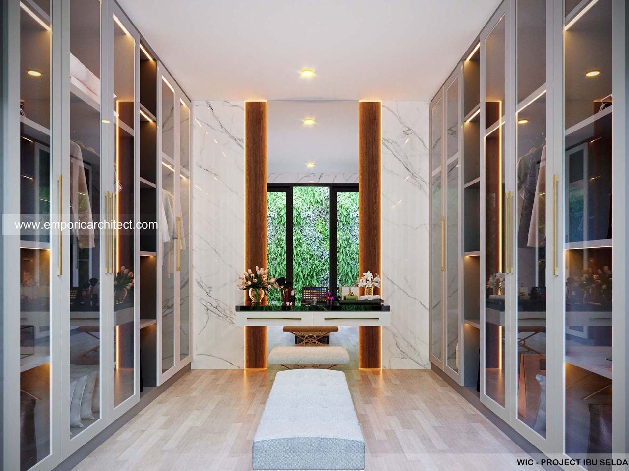 Desain Walk In Closet Interior Rumah Modern 2 Lantai Ibu Selda di Kutai ...