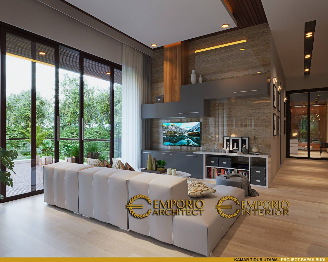 Desain Ruang Keluarga Interior Rumah Modern 2.5 Lantai Bapak Budi di