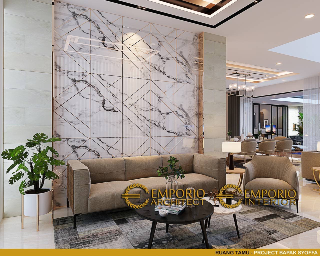 Desain Ruang Tamu Interior Rumah Modern 2.5 Lantai Bapak Syoffa di Jakarta Timur