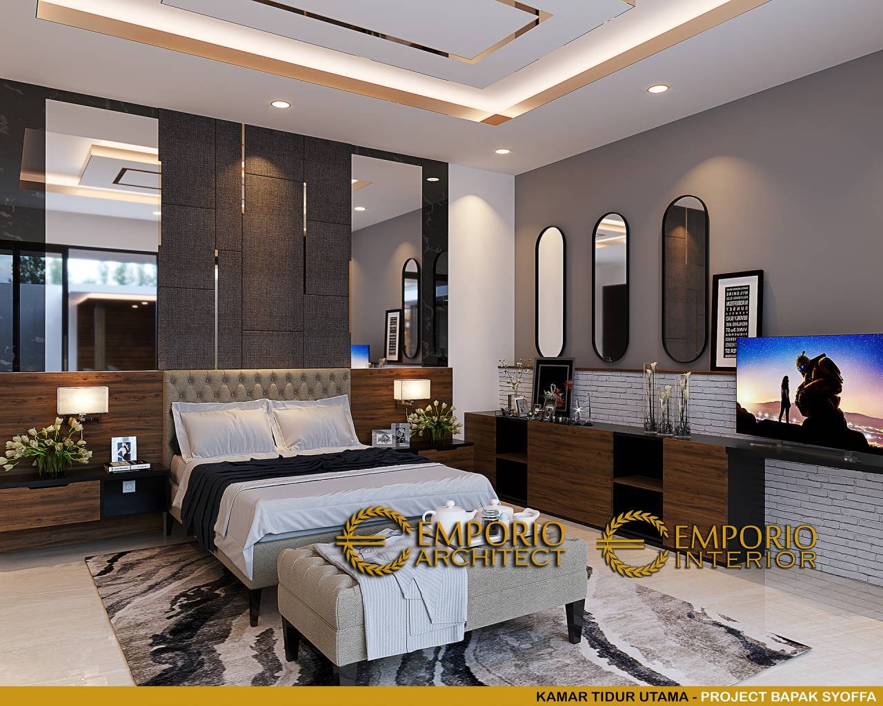 Desain Kamar Tidur Interior Rumah Modern 2.5 Lantai Bapak Syoffa di