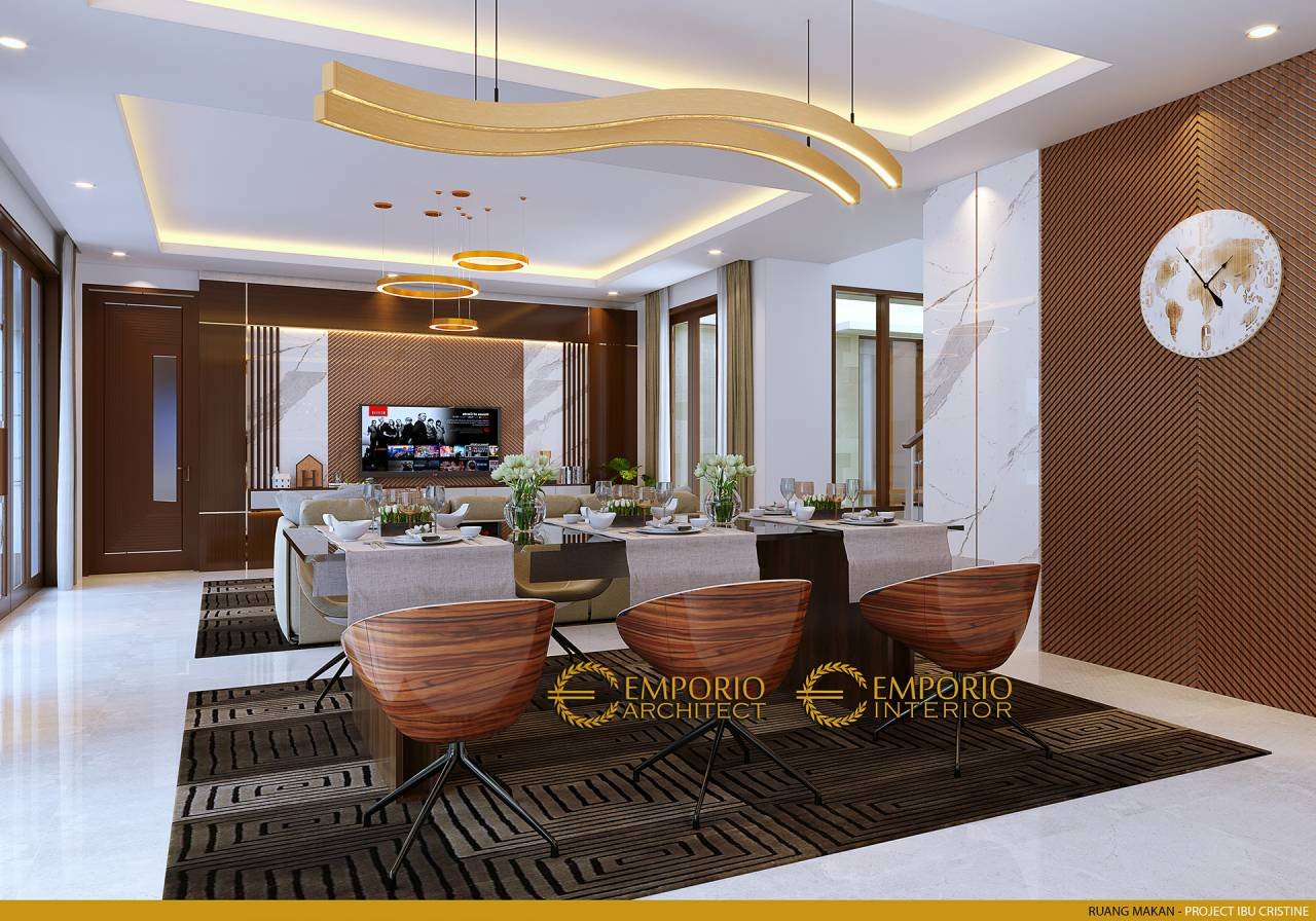 Desain Ruang Makan Interior Rumah Modern 2.5 Lantai Ibu Cristine di Jimbaran, Badung, Bali