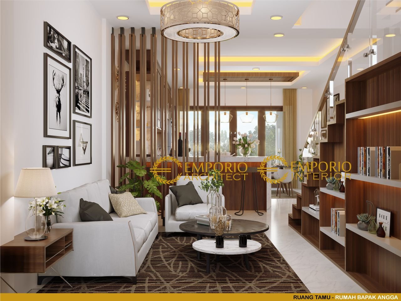 Desain Ruang Tamu Interior Rumah Modern 3 Lantai Bapak 