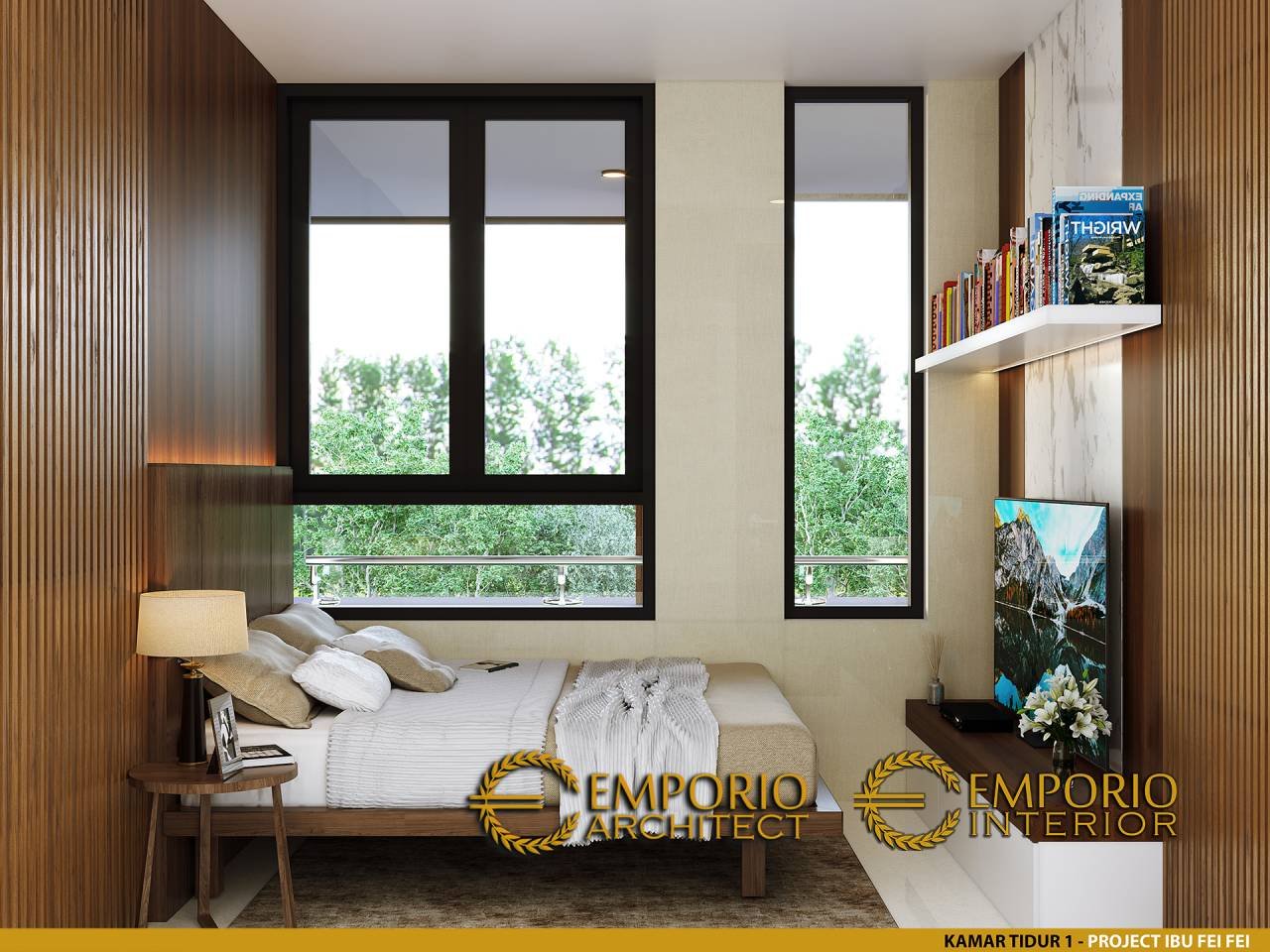 Desain Kamar Tidur Interior Apartemen Modern 3 Lantai Ibu Fei-Fei di Bandung, Jawa Barat