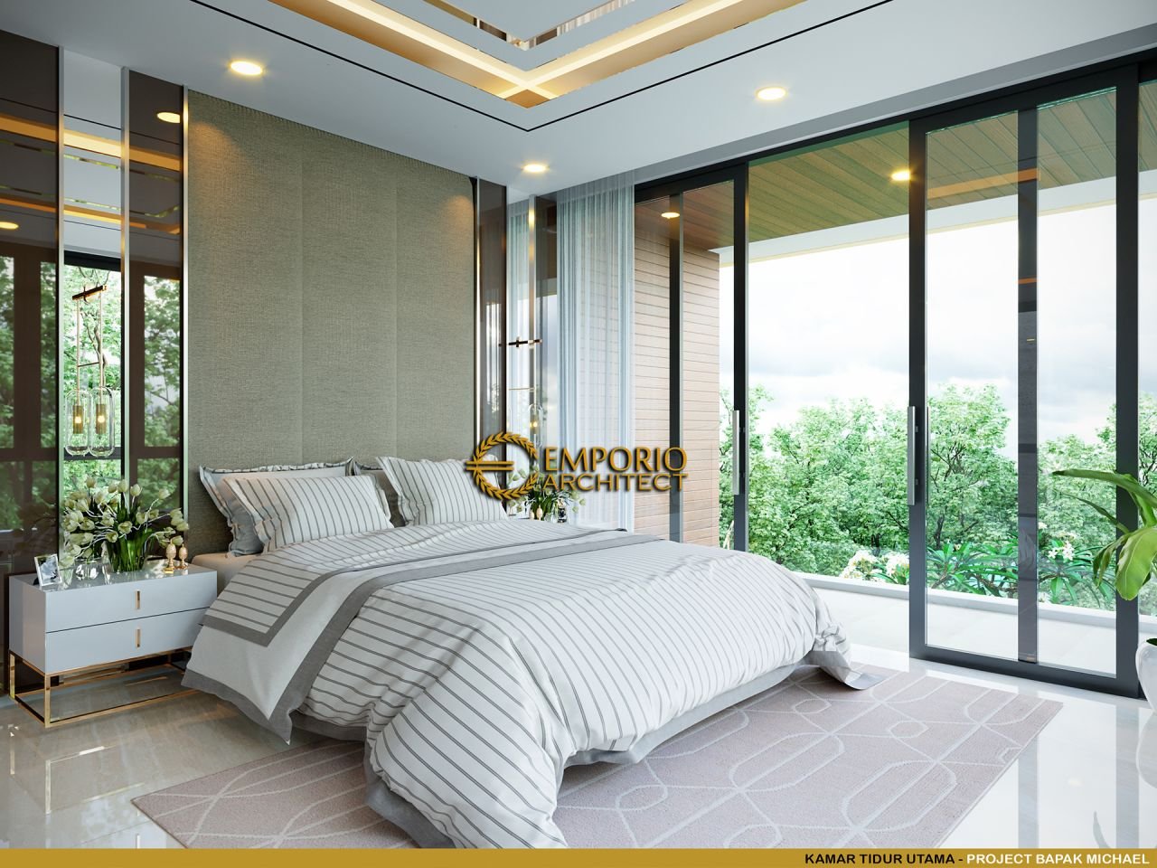 Desain Kamar Tidur Interior Rumah Modern 4 Lantai Bapak Michael Di BSD 