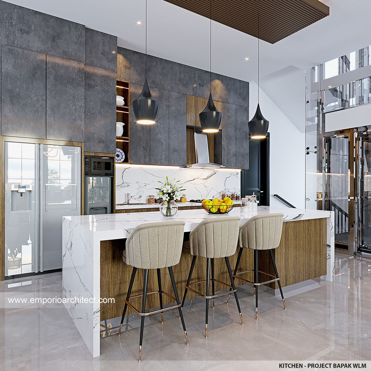 Desain Dapur Interior Rumah Modern American Klasik 3 Lantai Bapak WLM ...