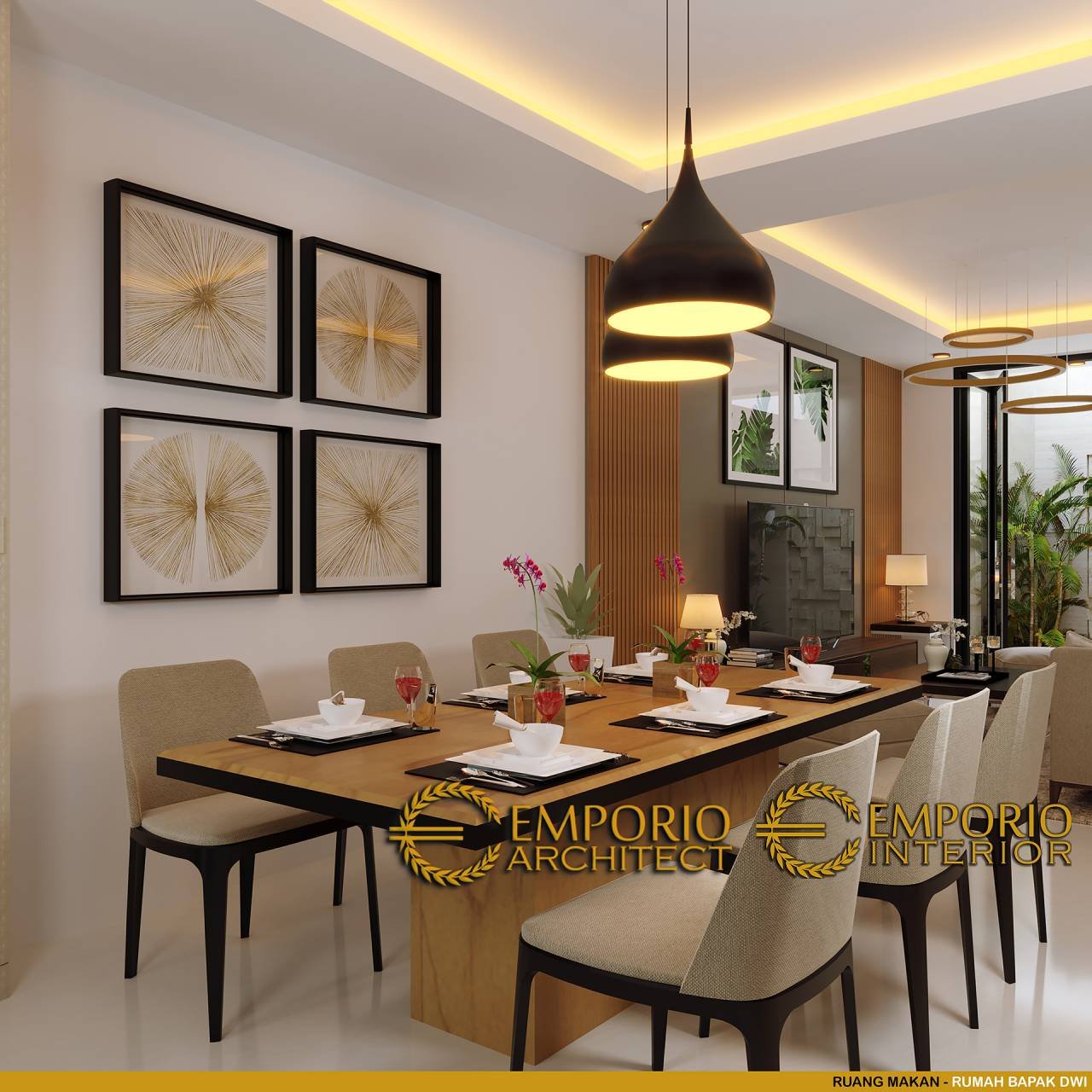 Desain Ruang Makan Interior Rumah Modern Classic 2.5 Lantai Bapak Dwi
