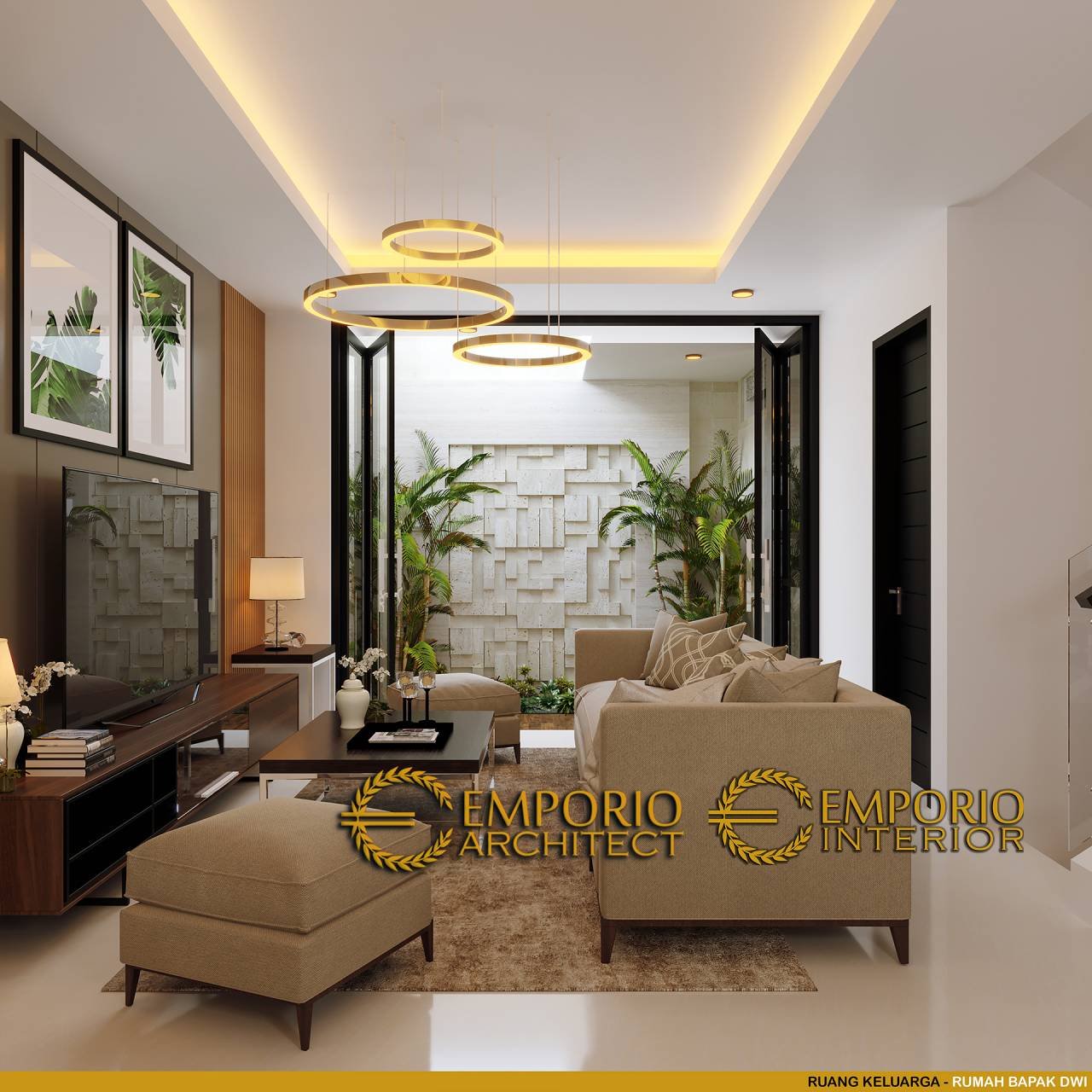 Desain Ruang Keluarga Interior Rumah Modern Classic 2.5 Lantai Bapak
