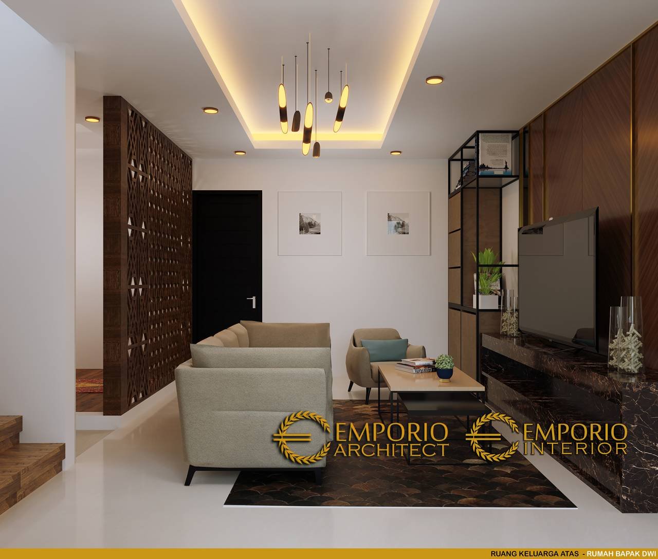 Desain Ruang Keluarga Interior Rumah Modern Classic 2.5 Lantai Bapak
