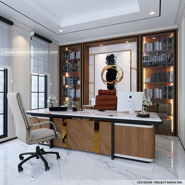 Thumbnail Desain Interior Kantor Mediteran Klasik 5 Lantai Bapak SMJ di Jakarta Selatan